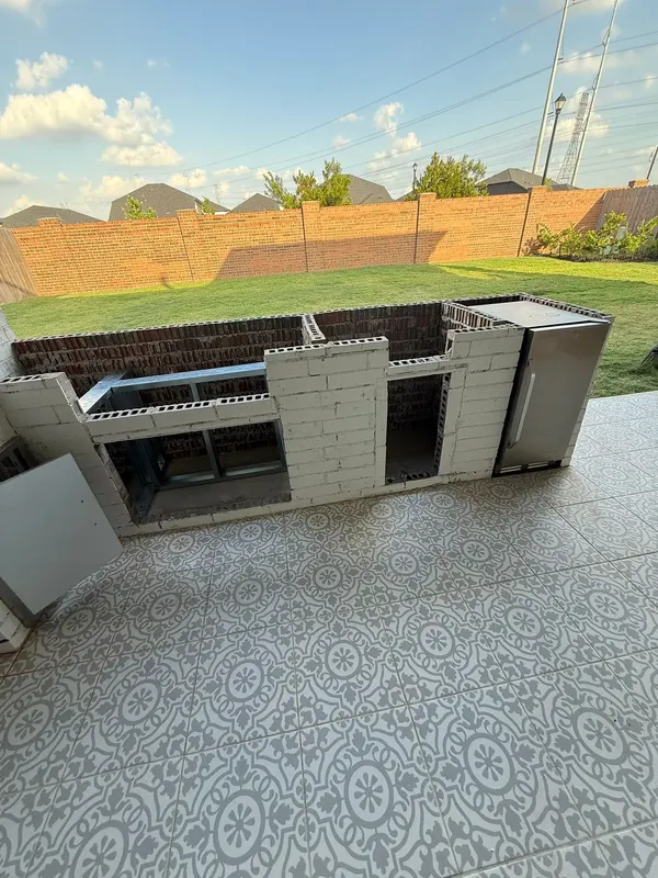 Brick base finished and ready for the countertop and appliances