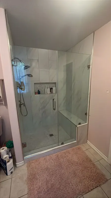 Finished shower from the bathroom doorway