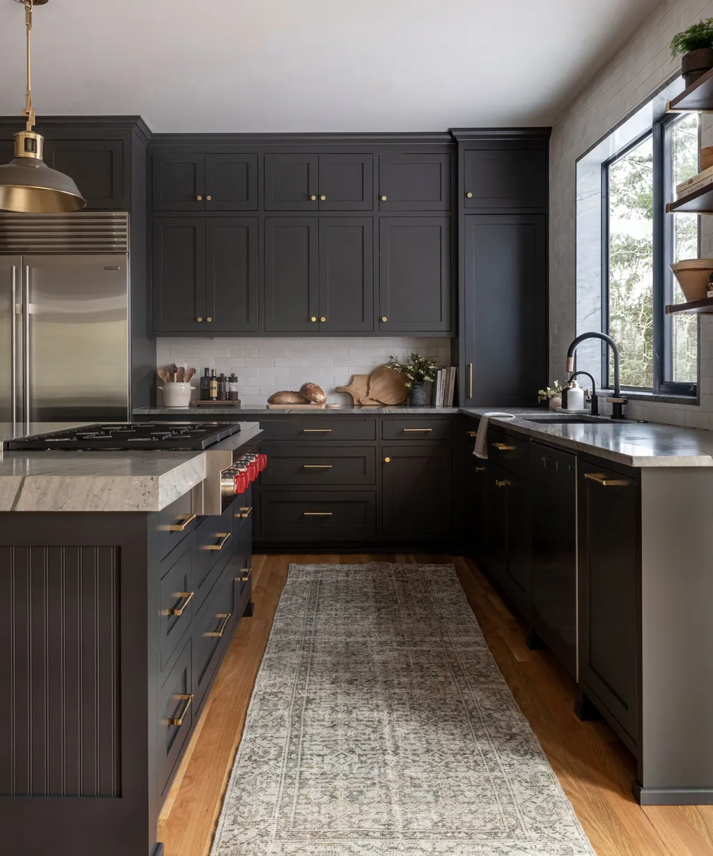 Bold color kitchen cabinets in Houston remodel