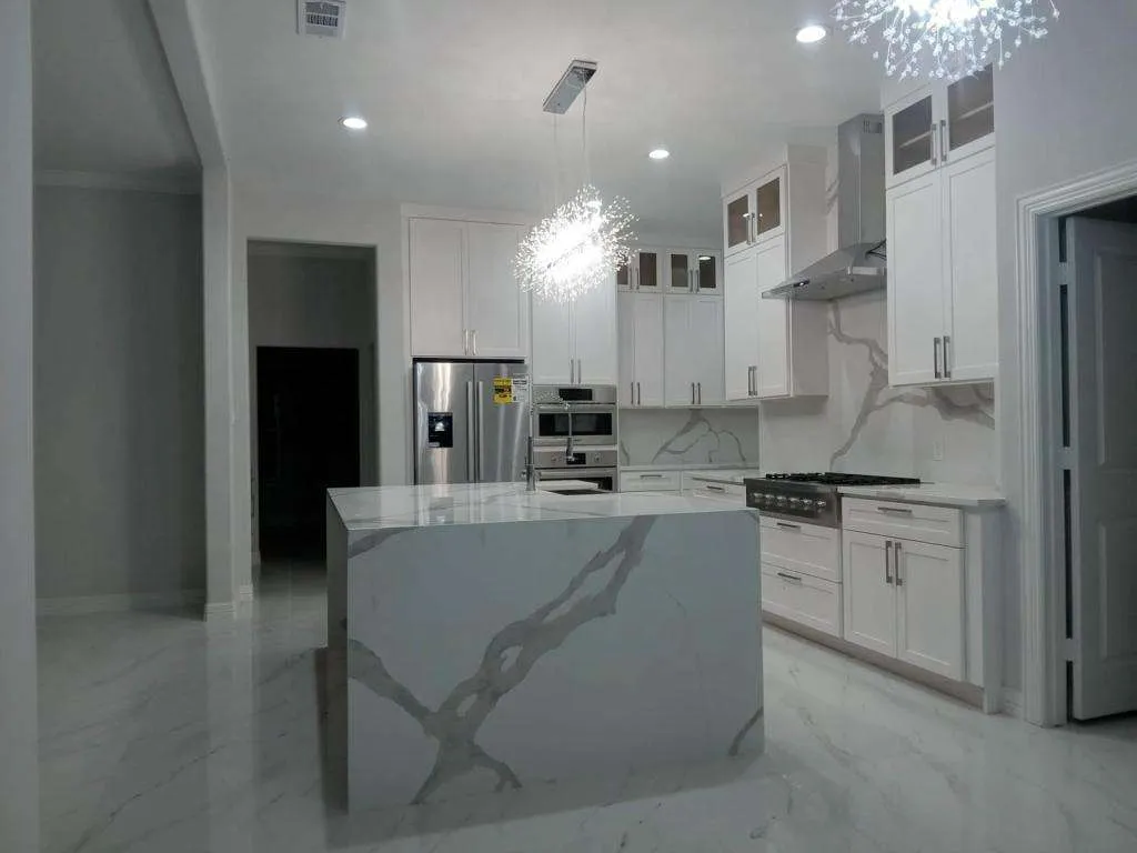 Custom kitchen cabinets built and installed by the Kitchen Remodel Masters Houston carpentry team